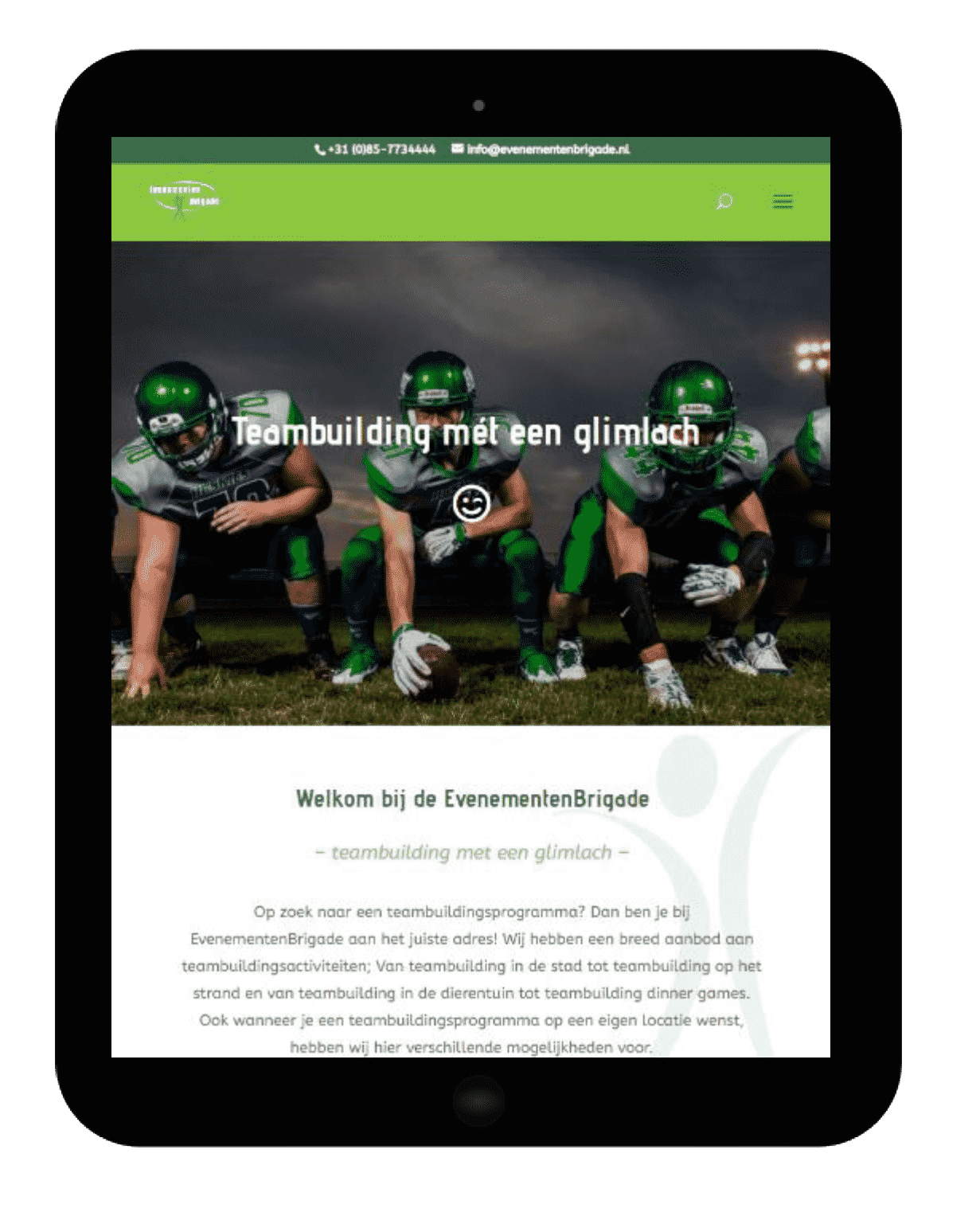 Printscreen website EvenementenBrigade tablet