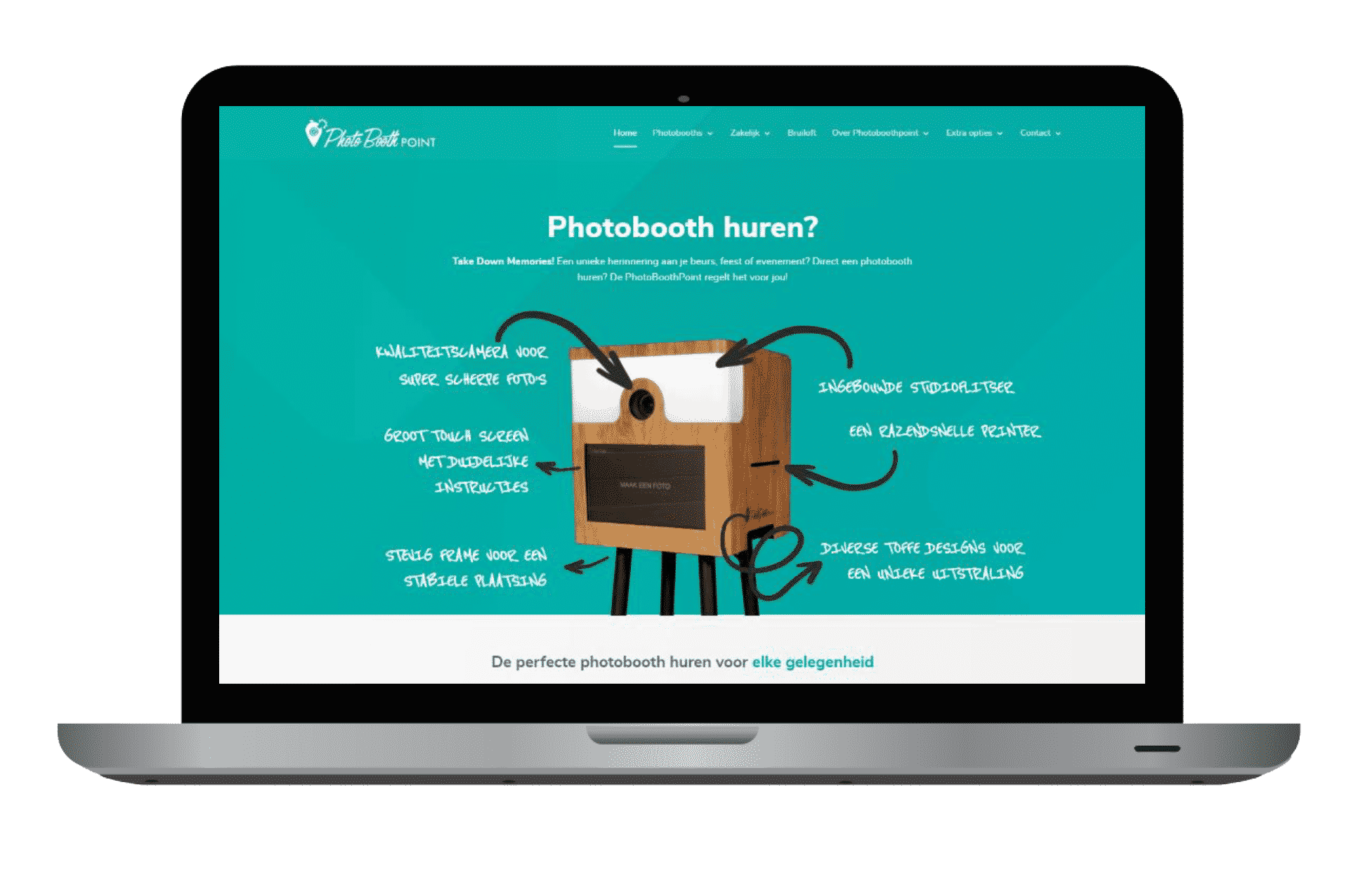 Printscreen website PhotoboothPoint laptop