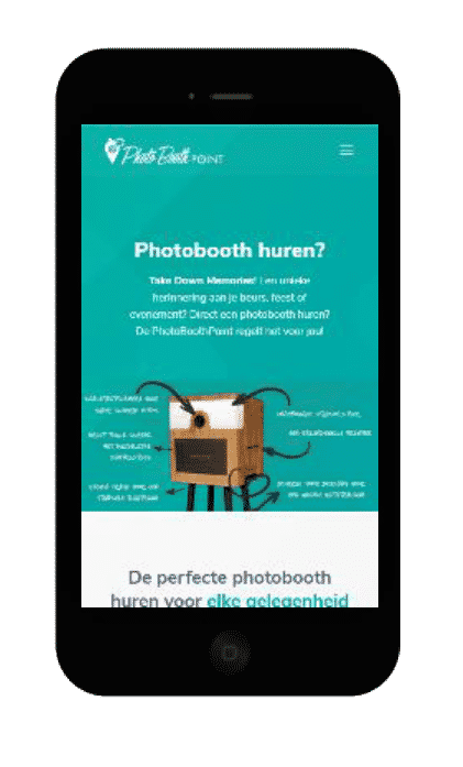 Printscreen website PhotoboothPoint smartphone